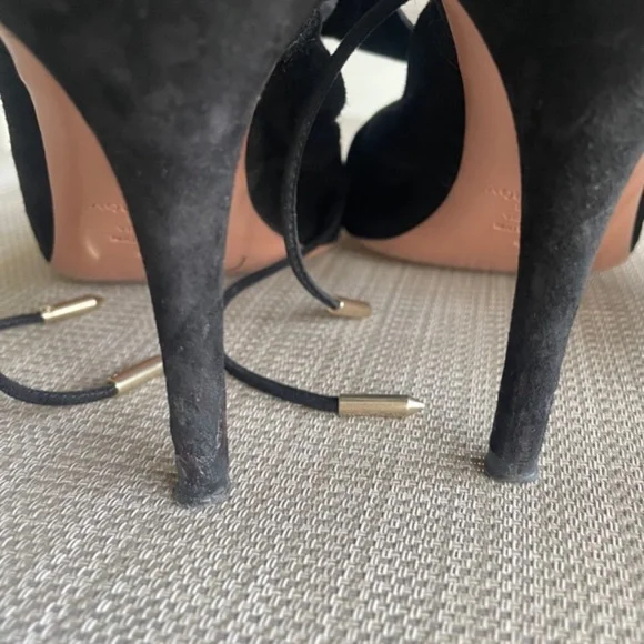 Aquazzura Black Suede Cut Out "Sexy Thing" Heels - Picture 11 of 13